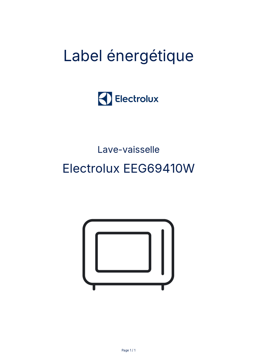 Page n°1 - Label énergétique Electrolux EEG69410W