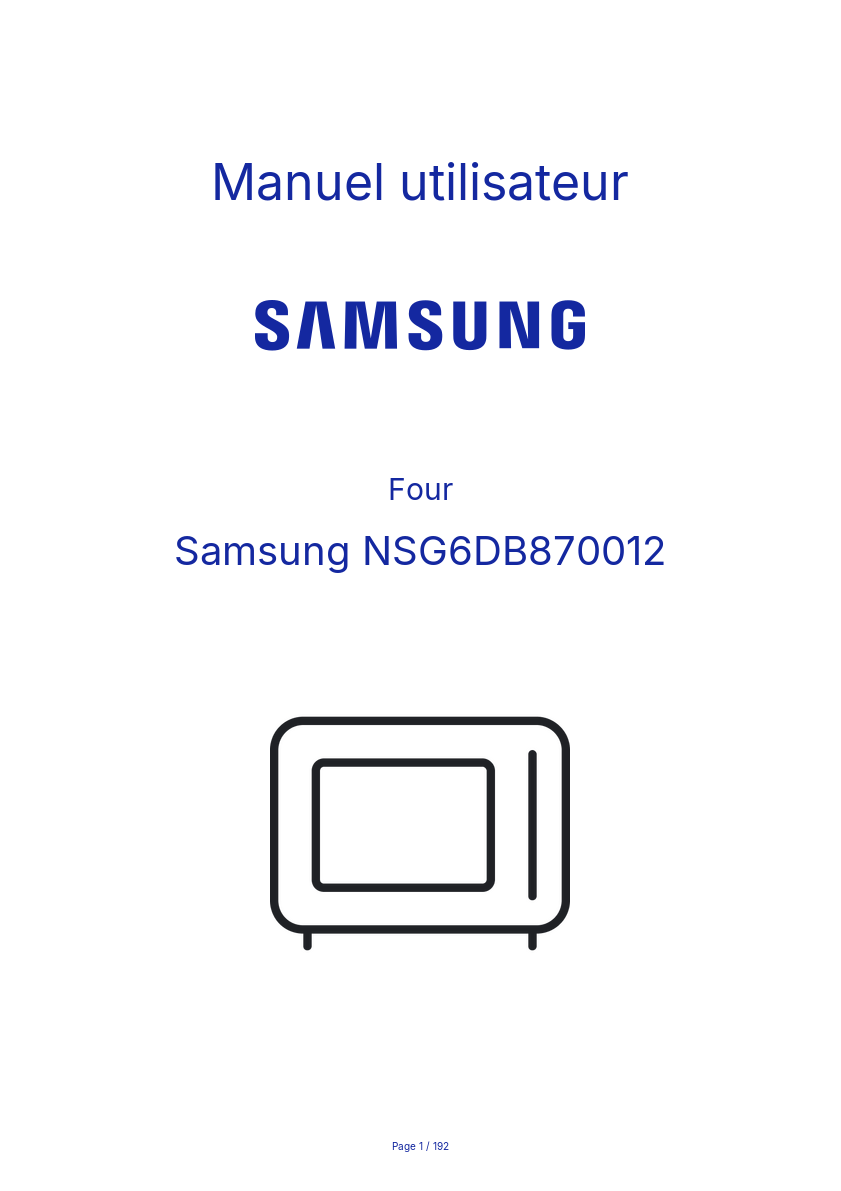 Page n°1 - Manuel utilisateur Samsung NSG6DB870012