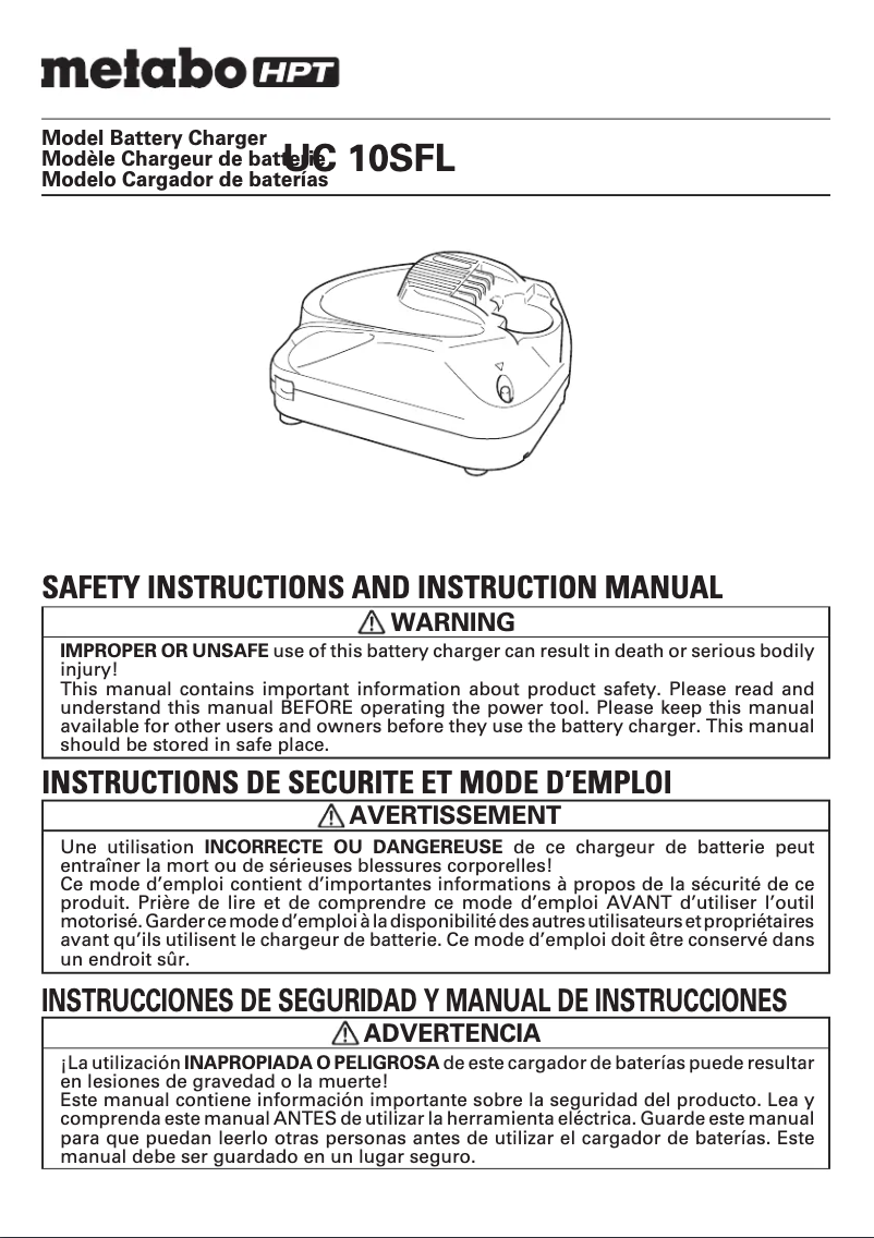 Page 1 de la notice Manuel utilisateur HiKOKI UC10SFL