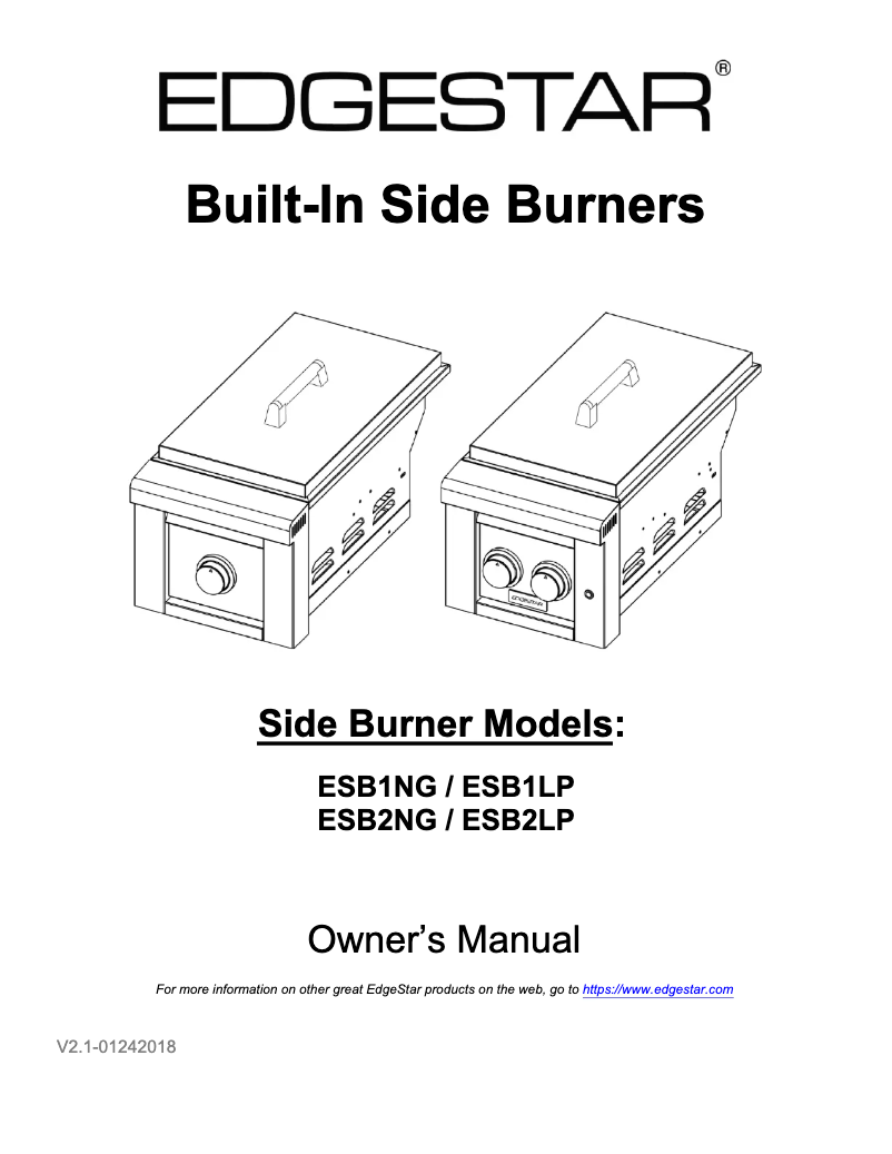Page 1 de la notice Manuel utilisateur EdgeStar ESB2NG