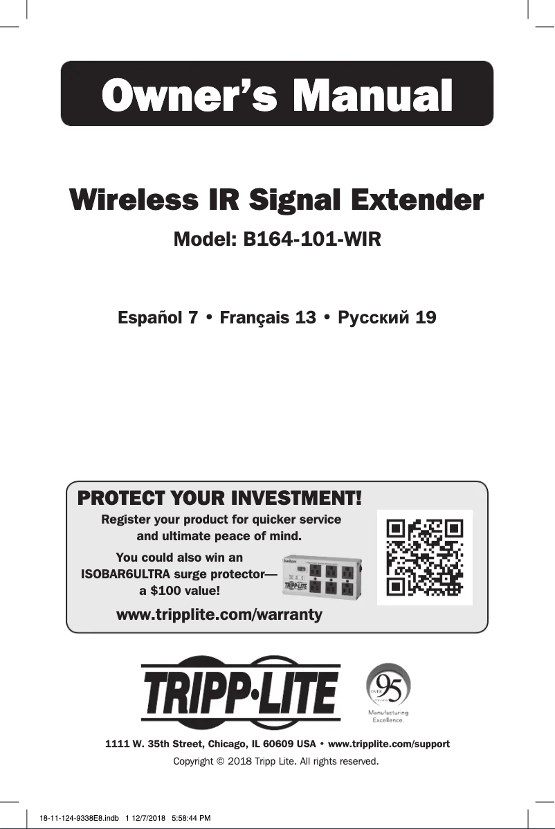 Page n°1 - Manuel utilisateur Tripp Lite B164-101-WIR