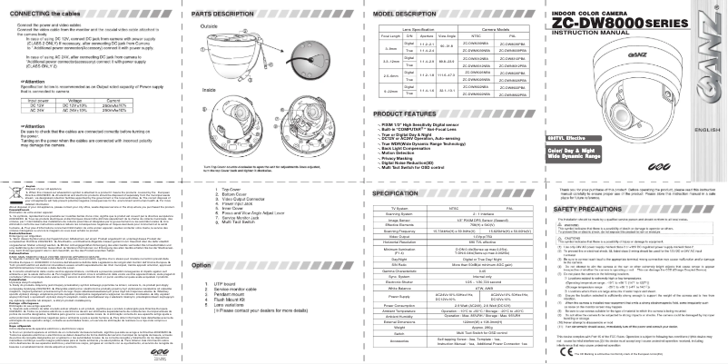 Image de la première page du manuel de l'appareil ZC-DW8312NBA