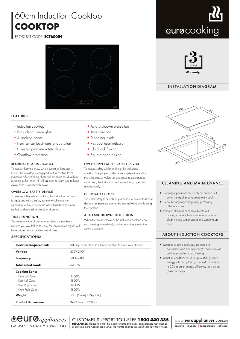 Page n°1 - Manuel utilisateur Euro Appliances ECT600IN