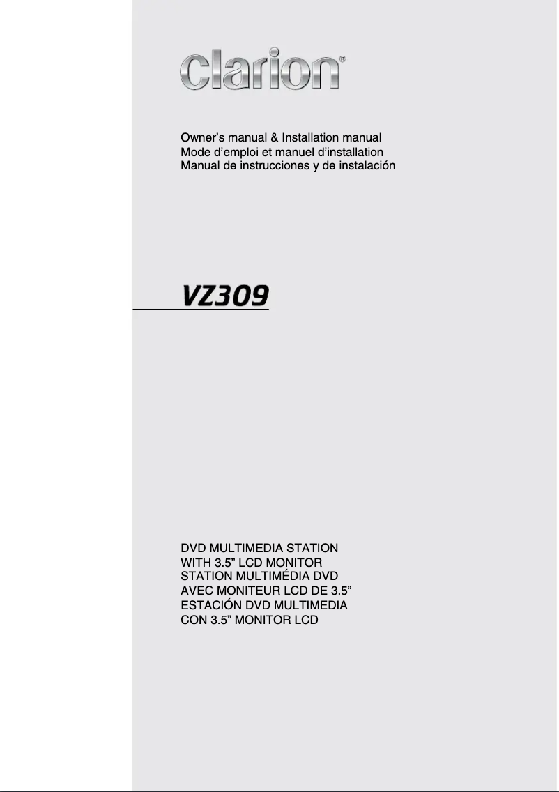 Page n°1 - Manuel utilisateur Clarion VZ309