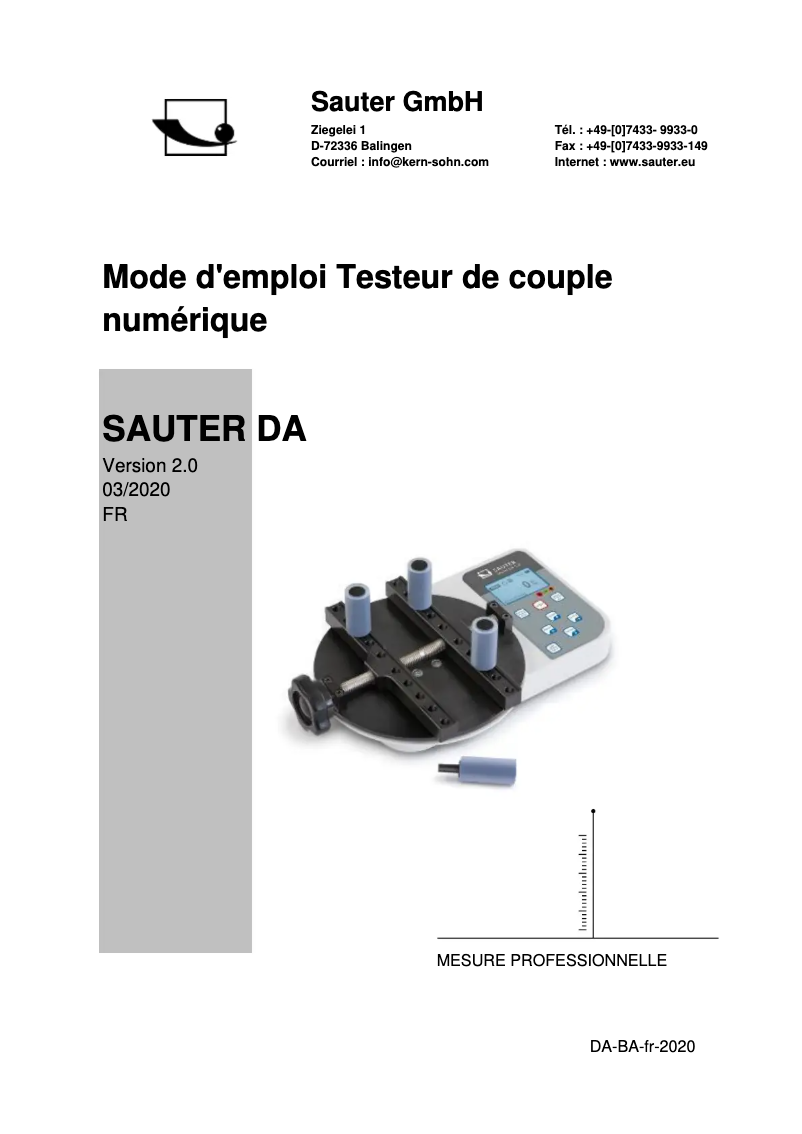 Page 1 de la notice Manuel utilisateur Sauter DA 1-4