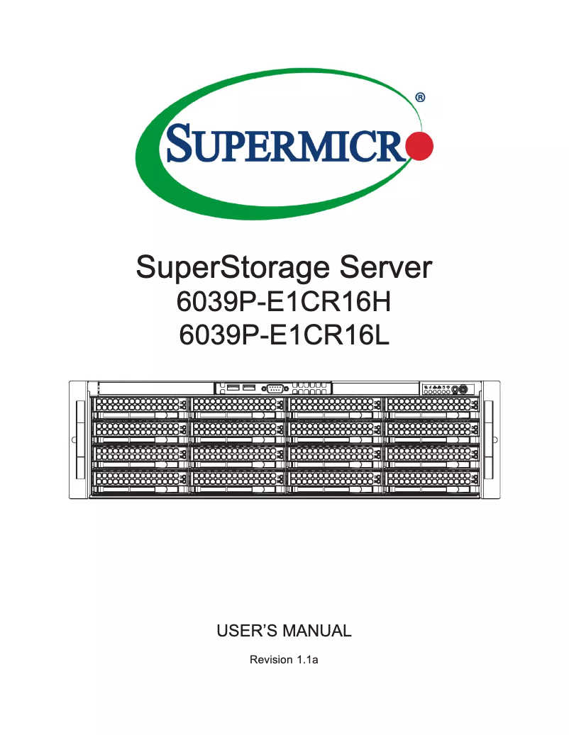 Image de la première page du manuel de l'appareil SuperStorage 6039P-E1CR16L