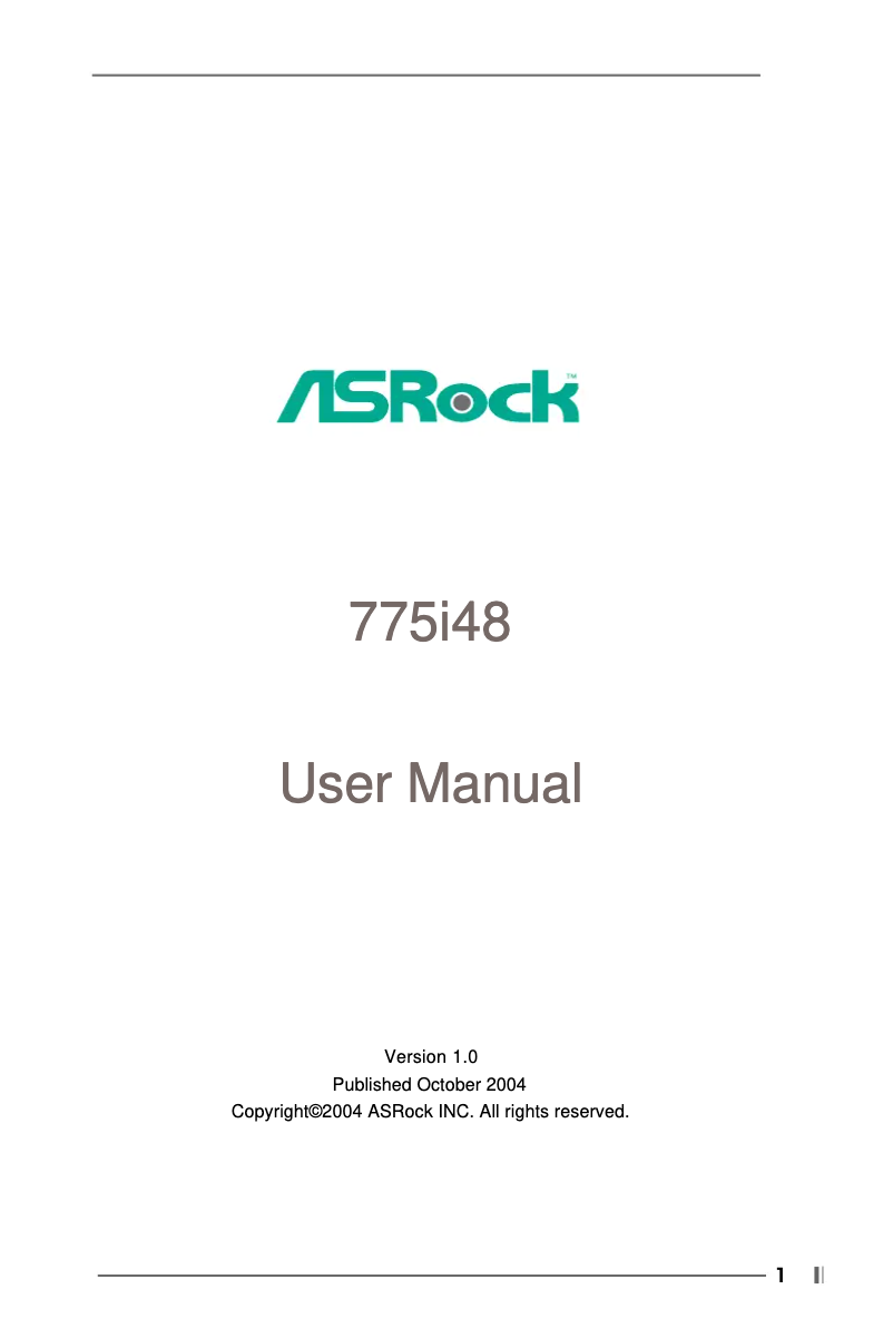 Page 1 de la notice Manuel utilisateur Asrock 775i48