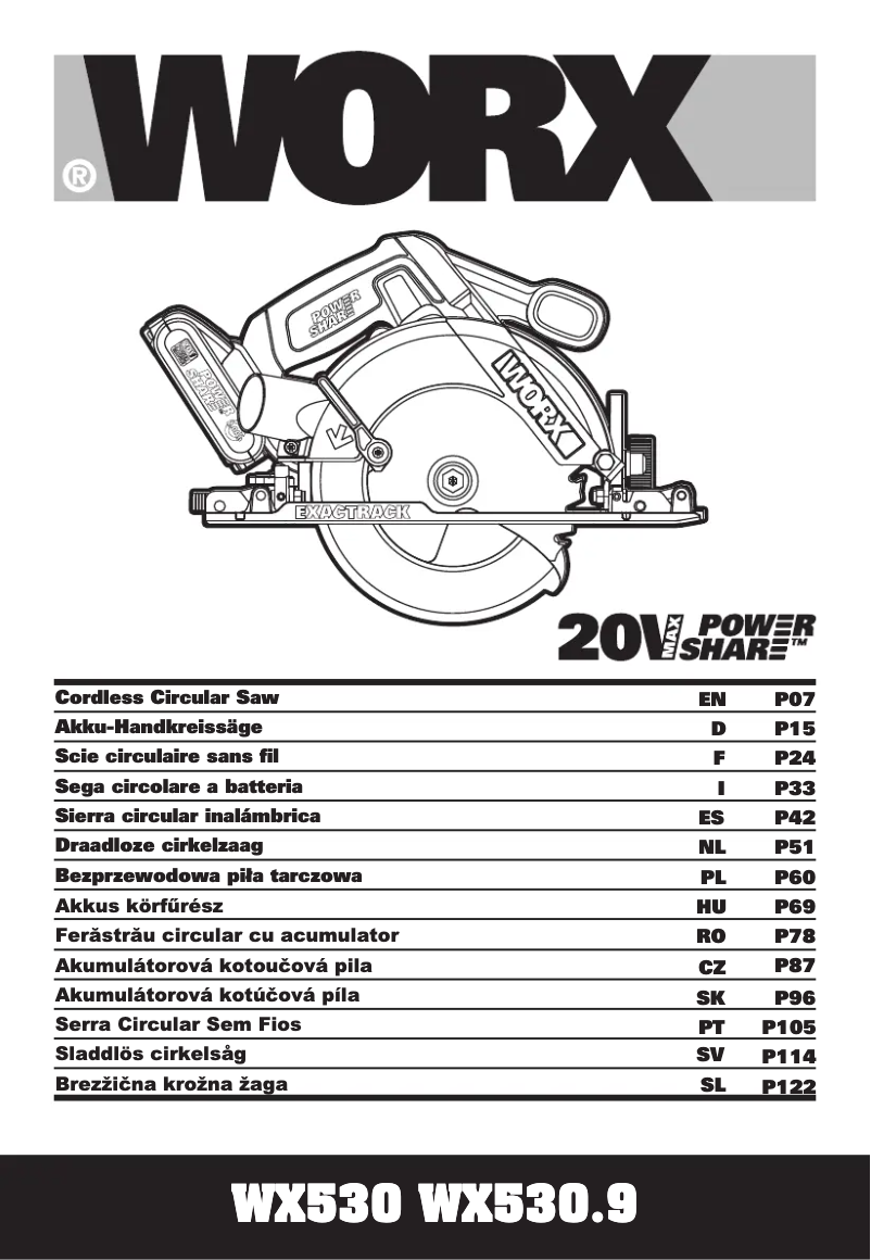 Page n°1 - Manuel utilisateur Worx WX530