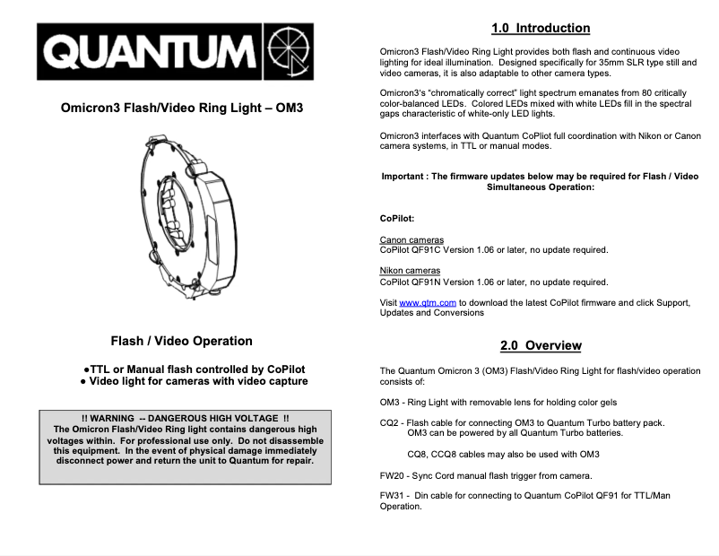 Page n°1 - Manuel utilisateur Quantum Omicron 3