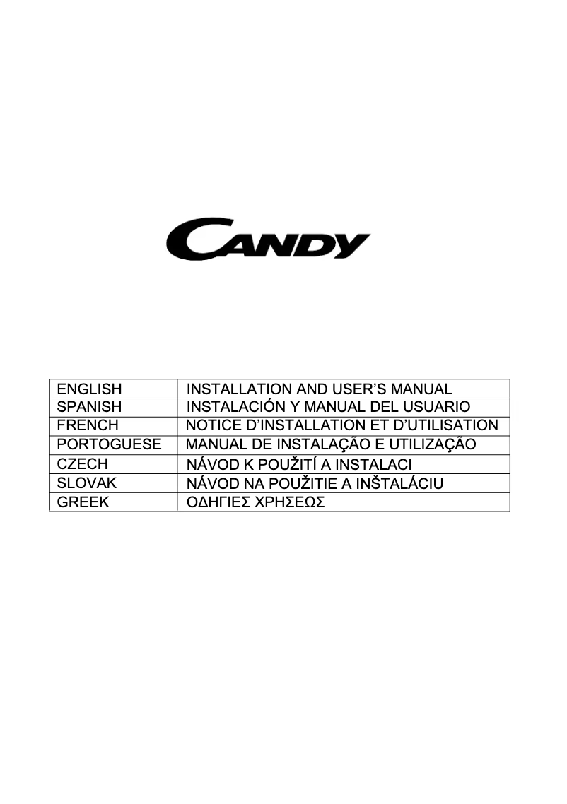 Page 1 de la notice Manuel utilisateur Candy CCE116/1X/4U