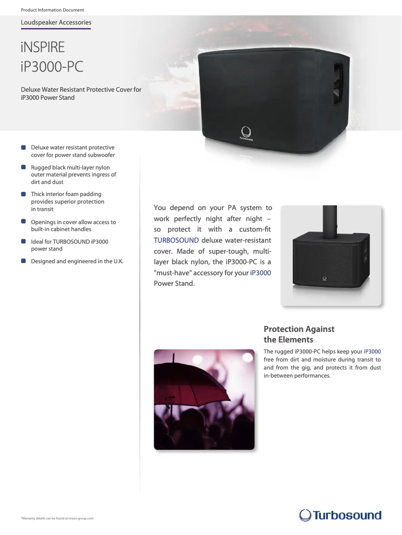 Página 1 del manual Ficha técnica Turbosound iP3000-PC