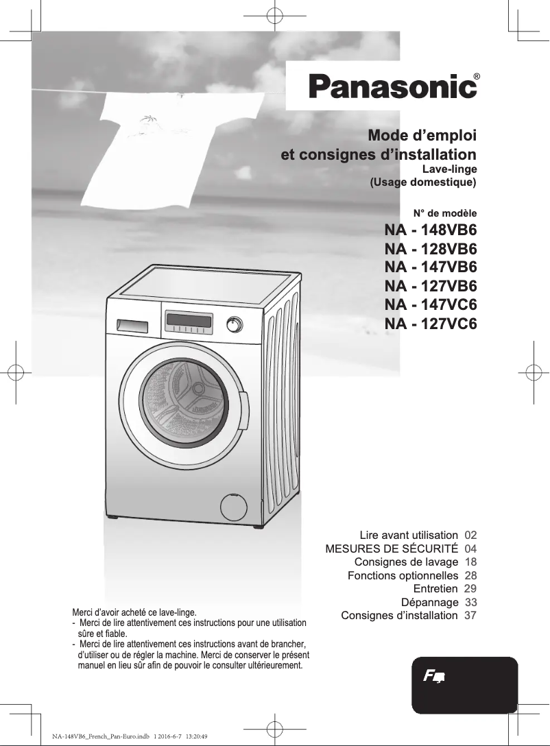 Image de la première page du manuel de l'appareil NA-127VC6