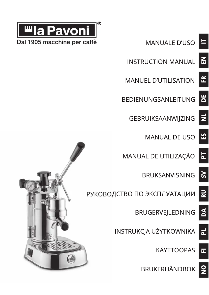 Image de la première page du manuel de l'appareil Stradivari Professional Lusso