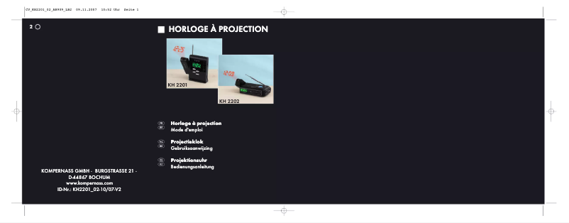 Page n°1 - Manuel utilisateur E-bench KH 2201