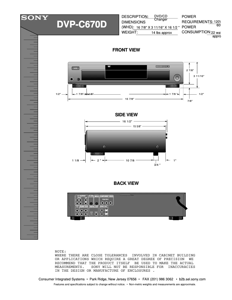 Image de la première page du manuel de l'appareil DVP-C670D