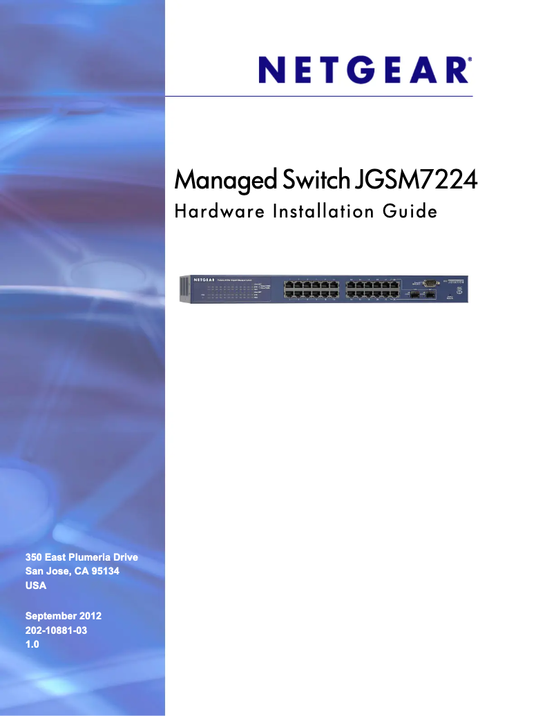 Page n°1 - Guide d'installation Netgear ProSafe JGSM7224