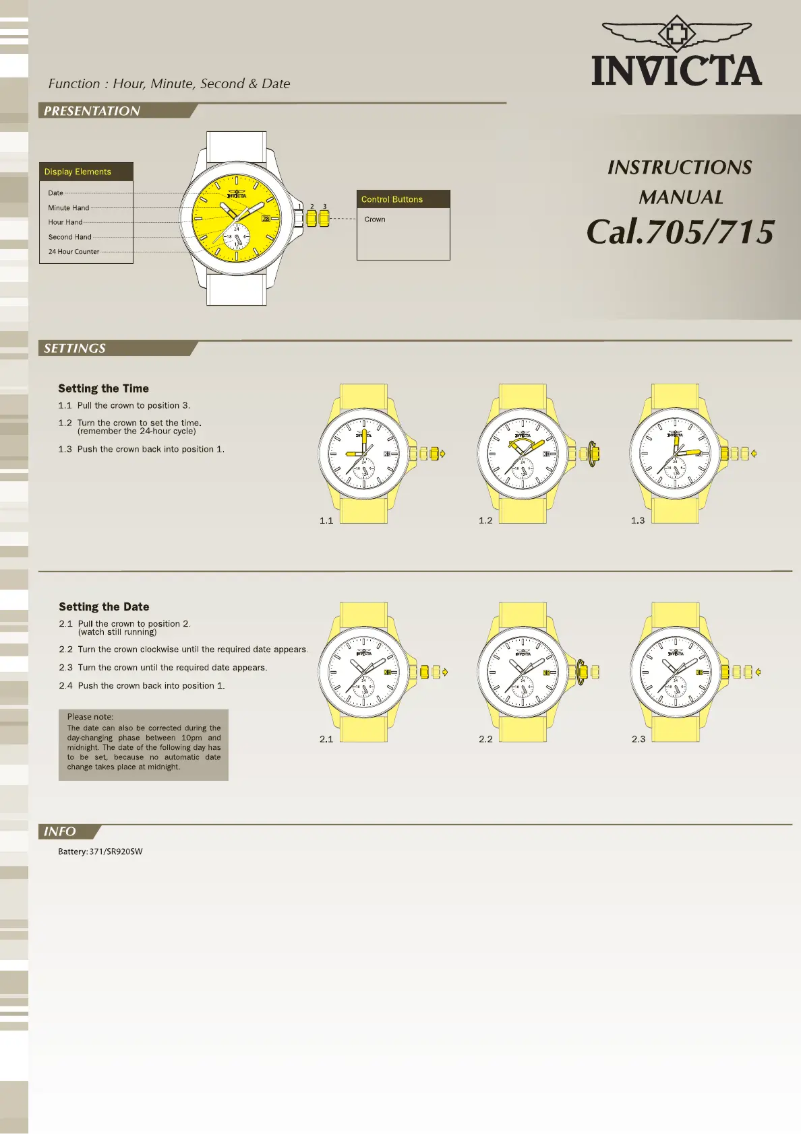 Page 1 de la notice Manuel utilisateur Invicta Character Collection 24911