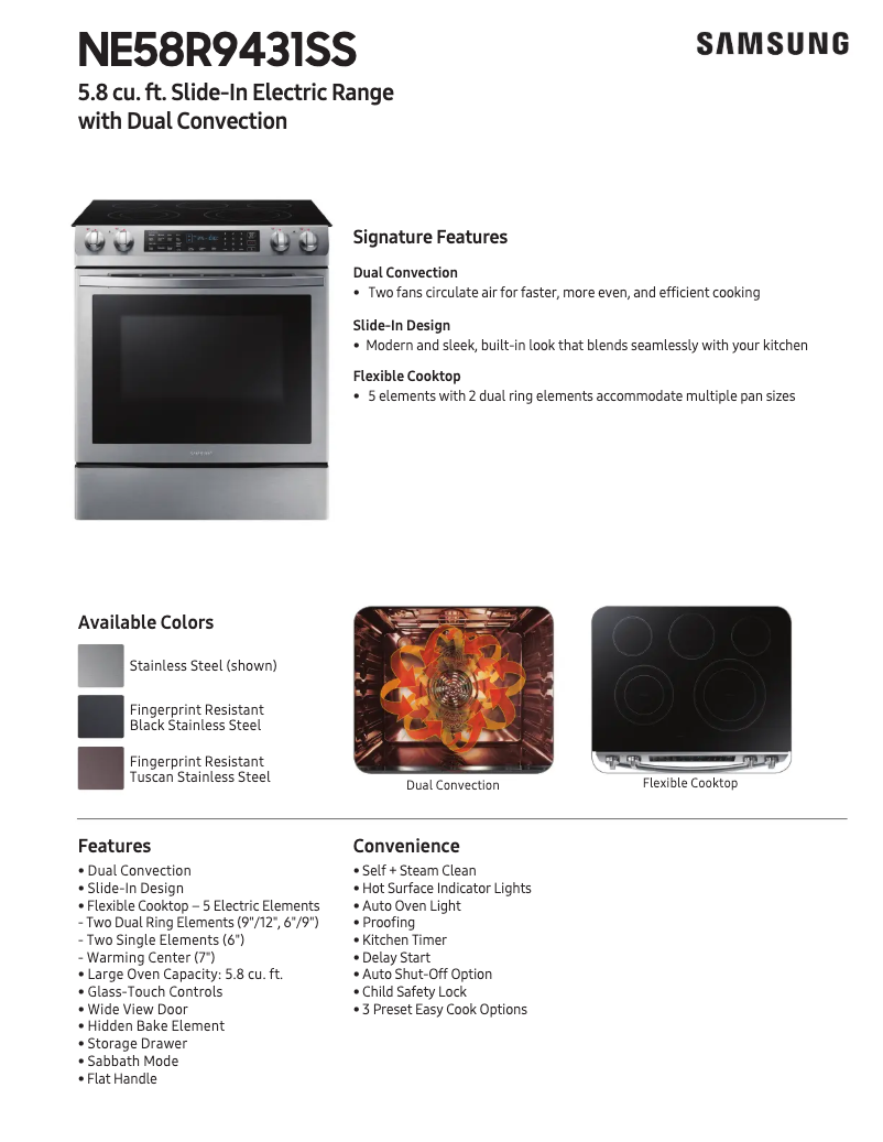 Page 1 de la notice Manuel utilisateur Samsung NE58R9431SG