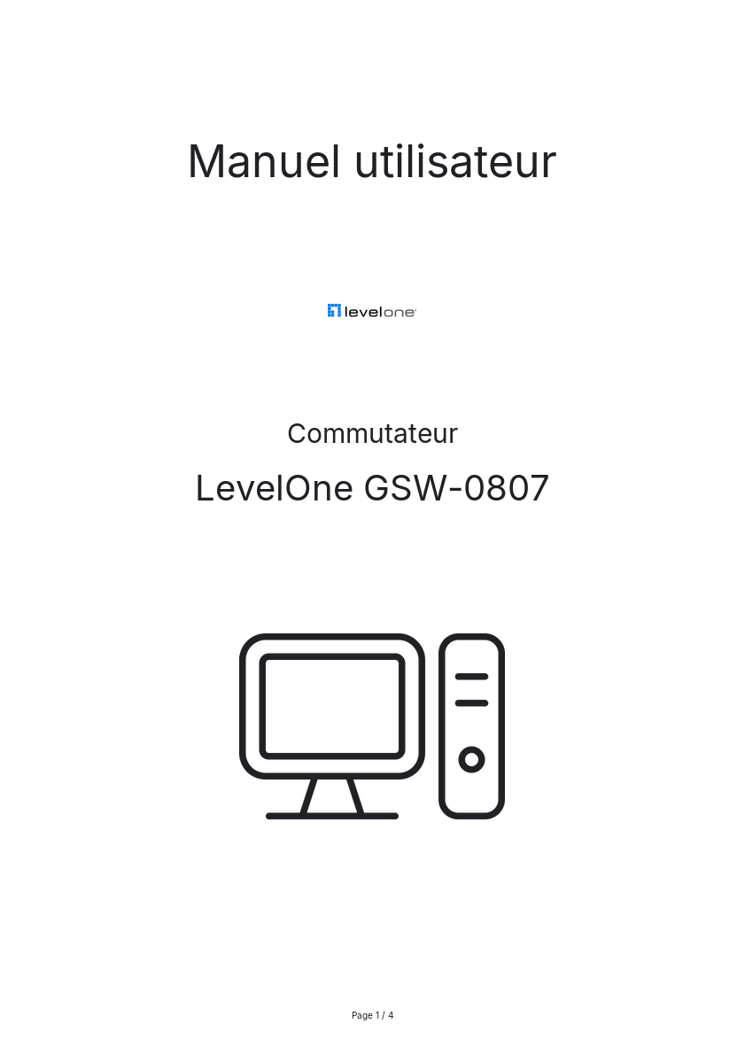 Image de la première page du manuel de l'appareil GSW-0807
