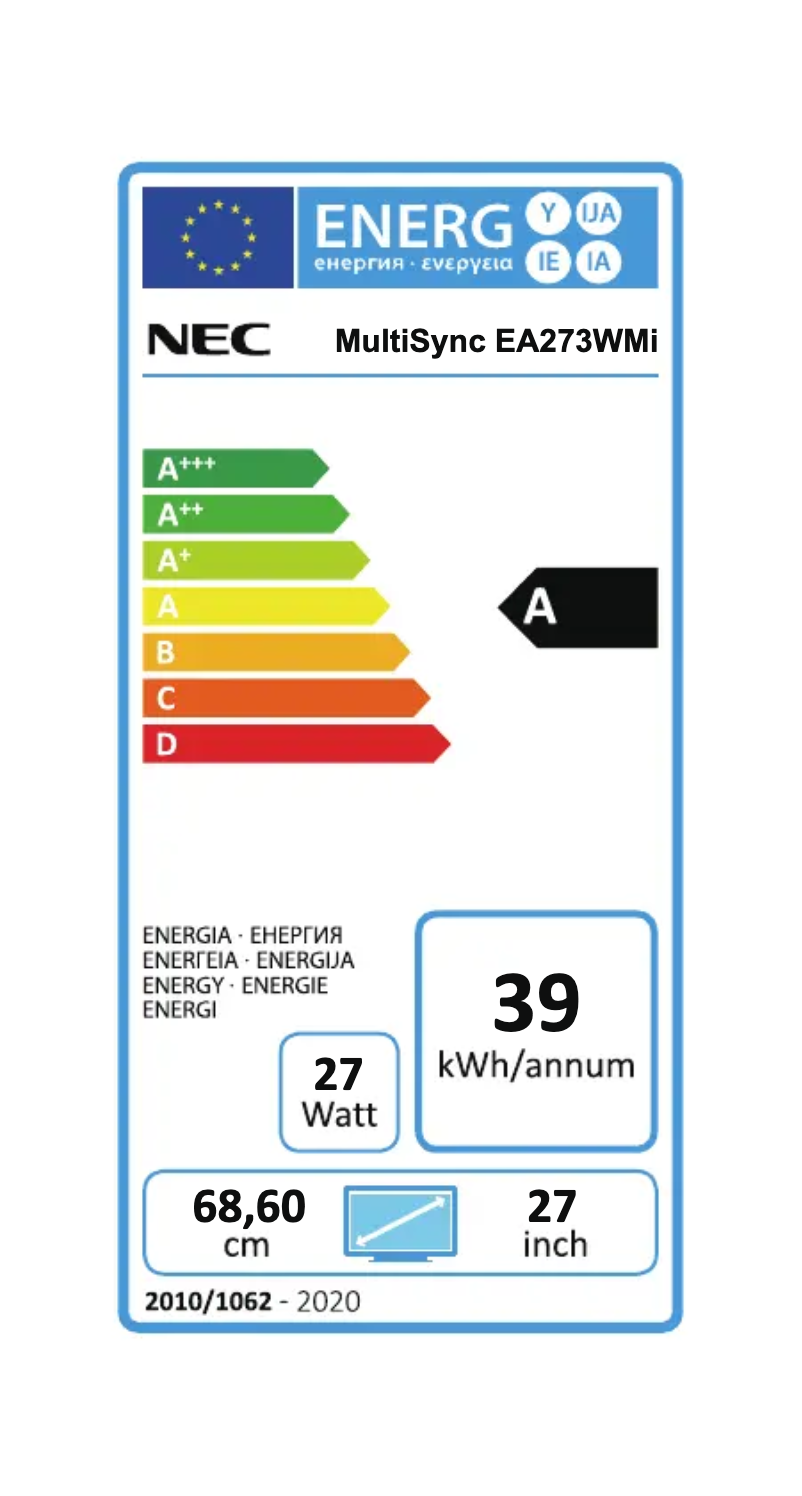 Página 1 del manual Etiqueta energética NEC MultiSync EA273WMi