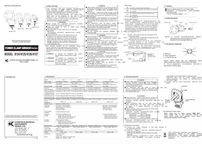 Page 1 of the manual User Manual Kyoritsu 8126