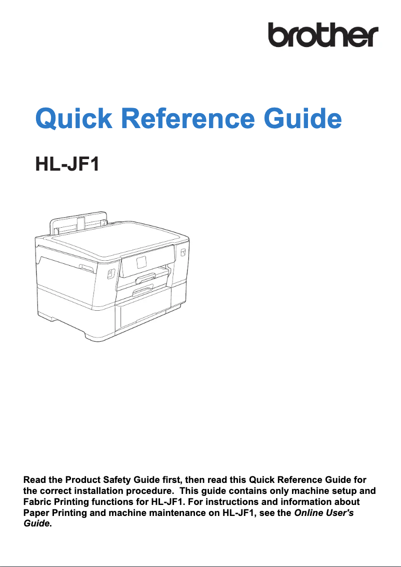 Image de la première page du manuel de l'appareil HL-JF1