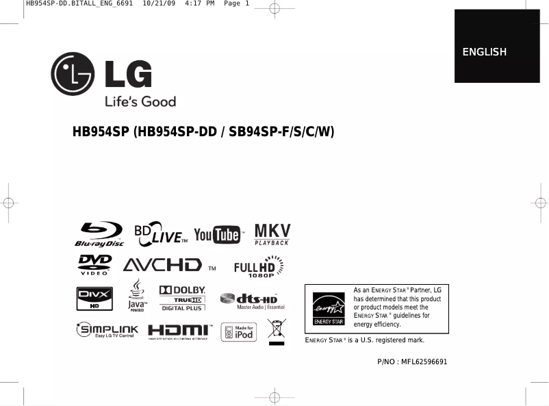 Image de la première page du manuel de l'appareil HB954SP-AP