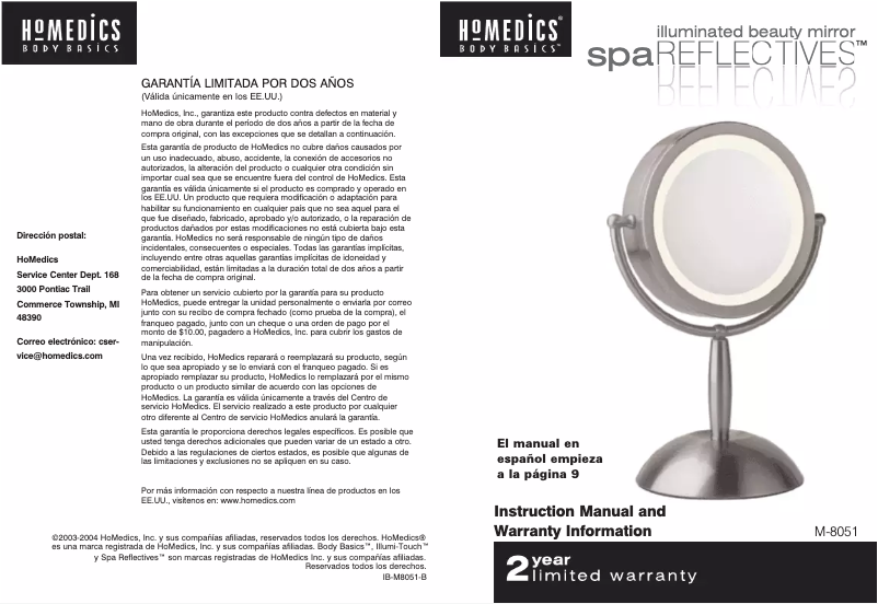 Página 1 del manual Manual de usuario Homedics M-8051
