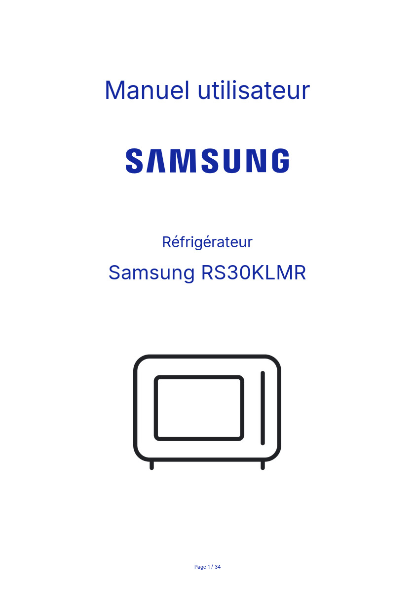 Image de la première page du manuel de l'appareil RS30KLMR