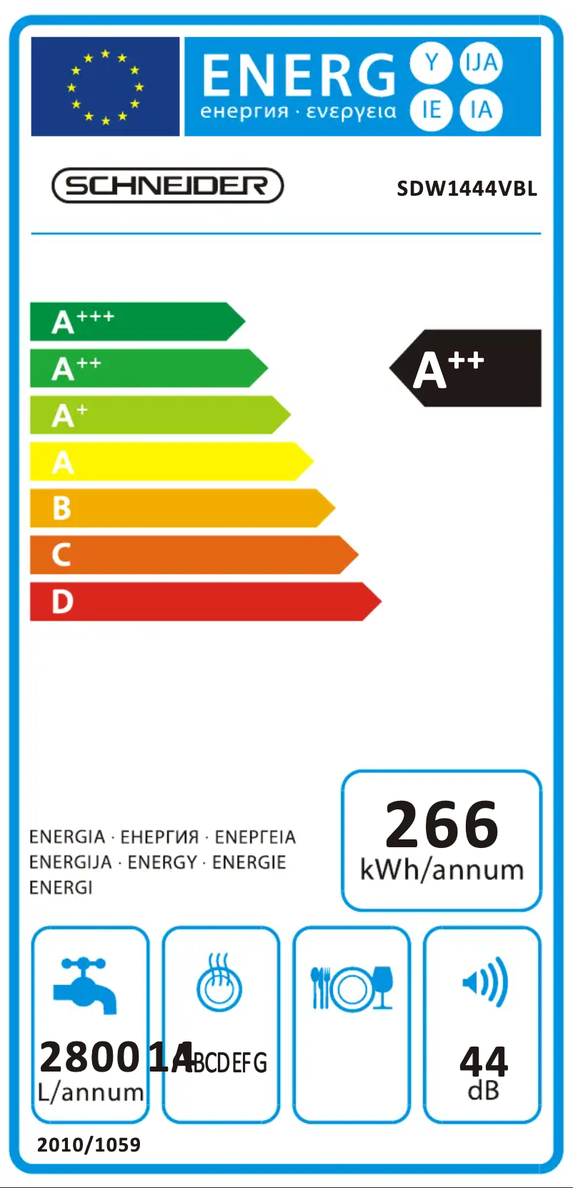 Page 1 de la notice Label énergétique Schneider SDW1444V