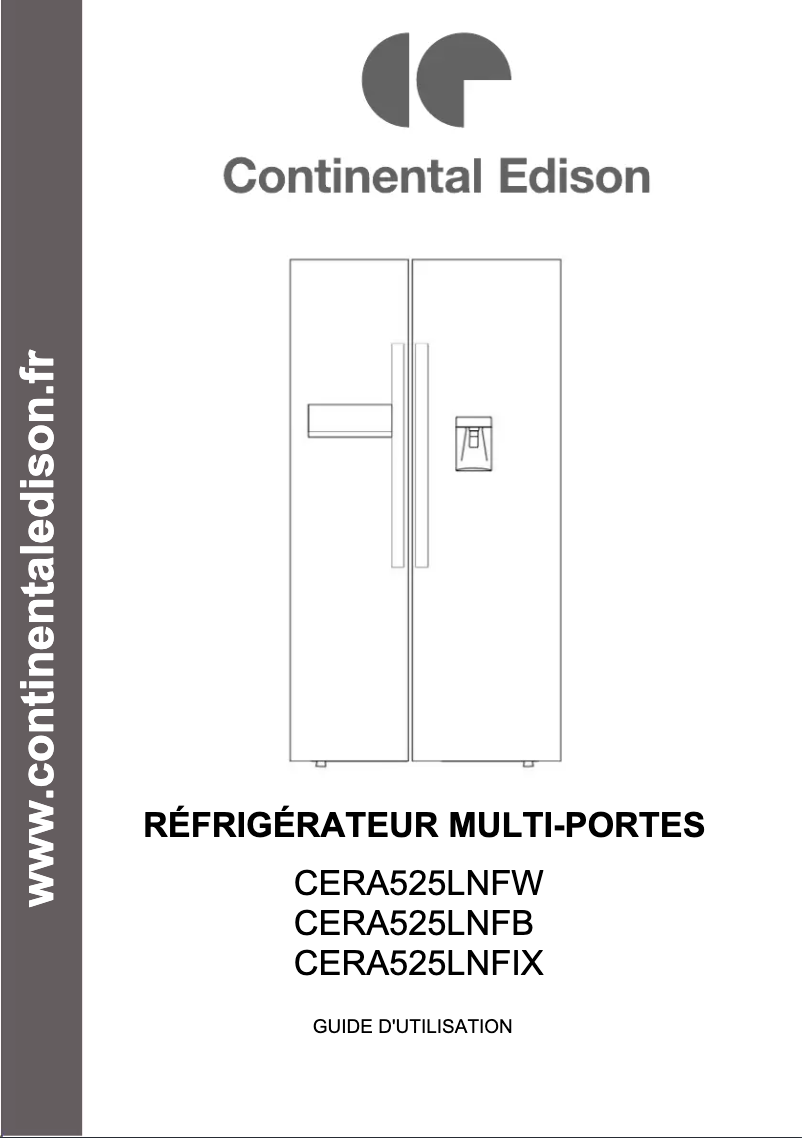 Page 1 de la notice Manuel utilisateur Continental Edison CERA525LNFIX