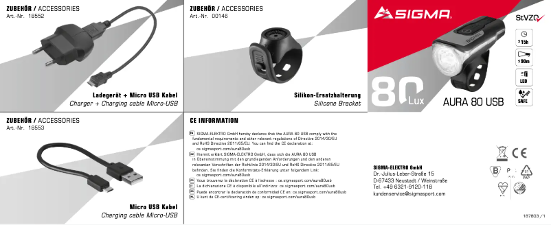 Page 1 de la notice Manuel utilisateur Sigma AURA 80 USB