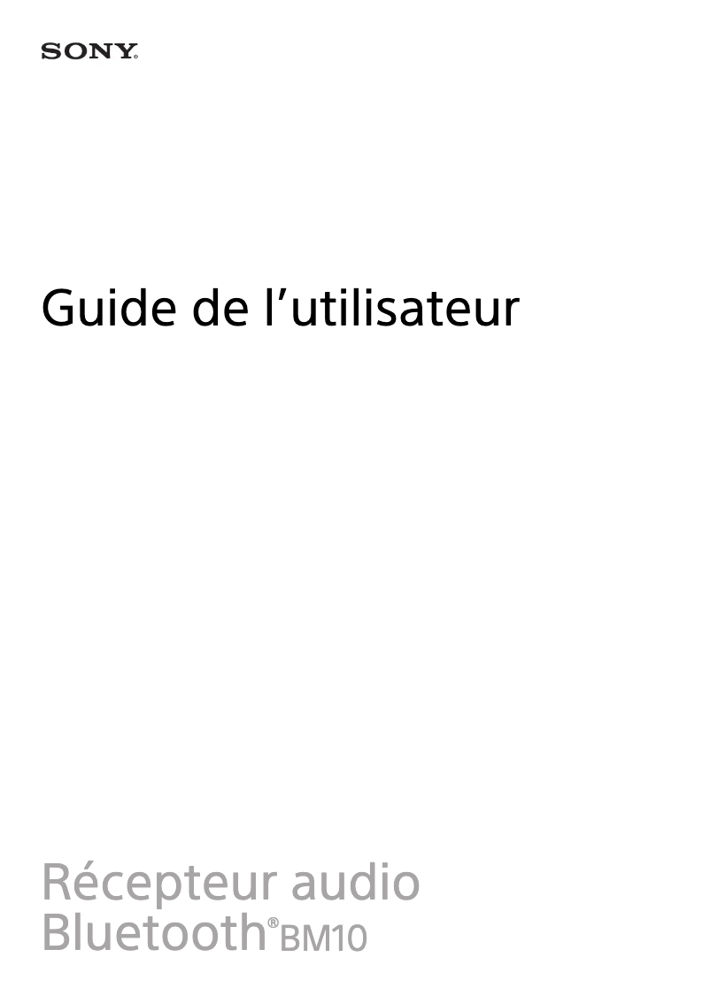 Page 1 de la notice Manuel utilisateur Sony BM10