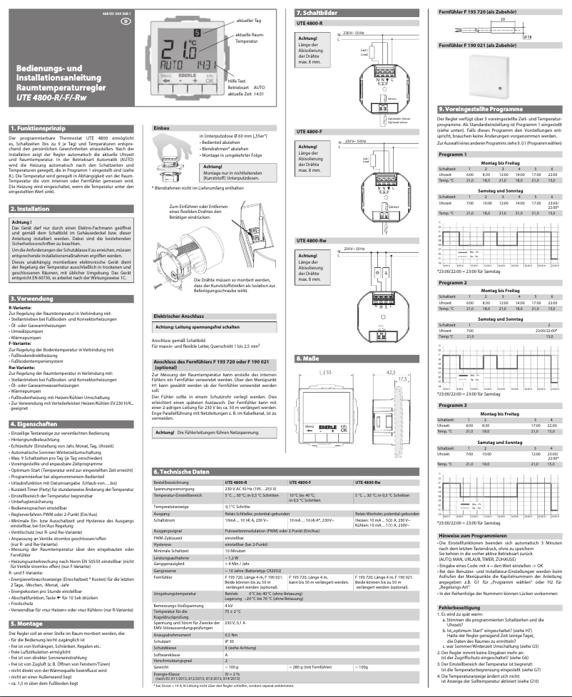 Image de la première page du manuel de l'appareil UTE 4800-Rw