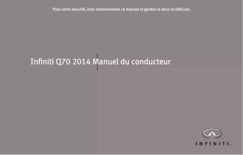 Page 1 de la notice Manuel utilisateur Infiniti Q70 (2014)