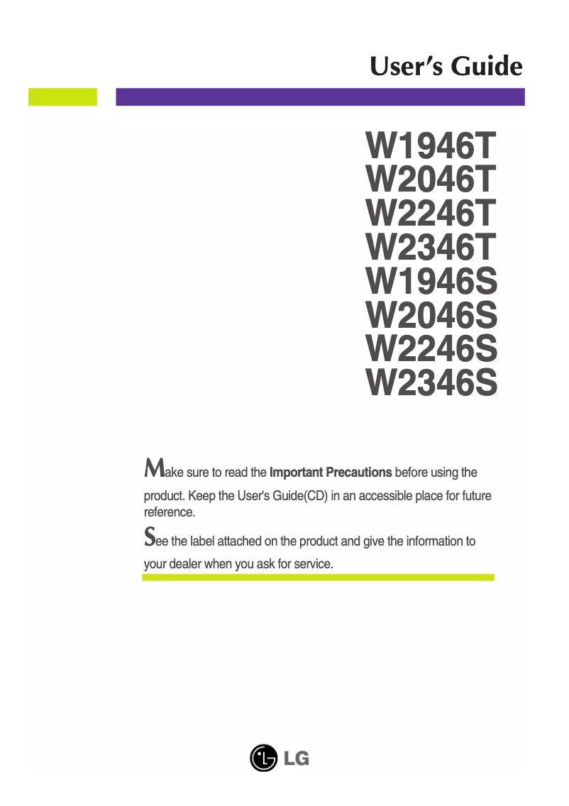 Página 1 del manual Manual de usuario LG W2346T-BF