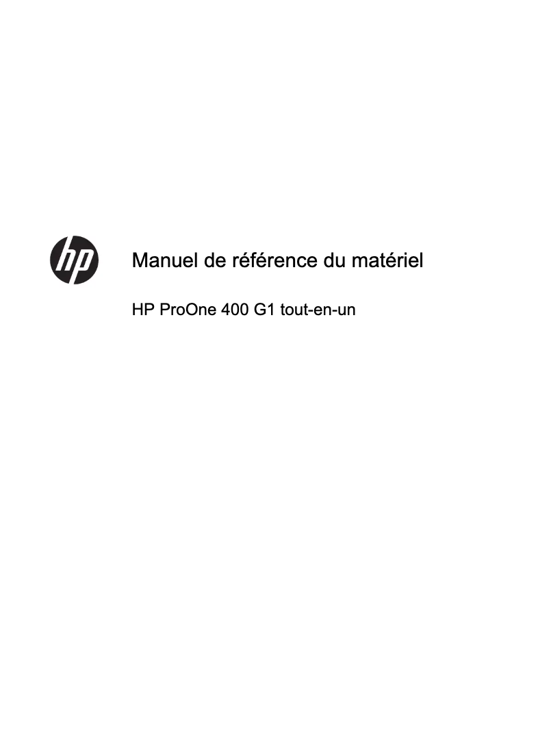 Page 1 de la notice Manuel utilisateur HP ProOne 400 G1