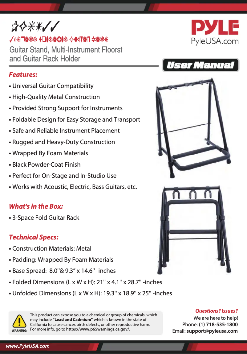 Page n°1 - Manuel utilisateur Pyle PGST33