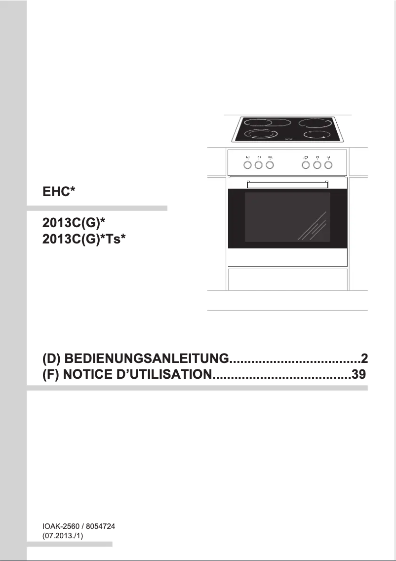 Page 1 de la notice Manuel utilisateur Amica EHC 12510 B