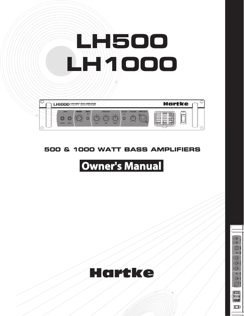Page 1 de la notice Manuel utilisateur Hartke LH1000