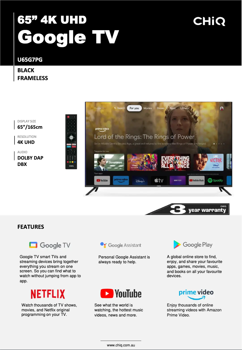 Image de la première page du manuel de l'appareil U65G7PG