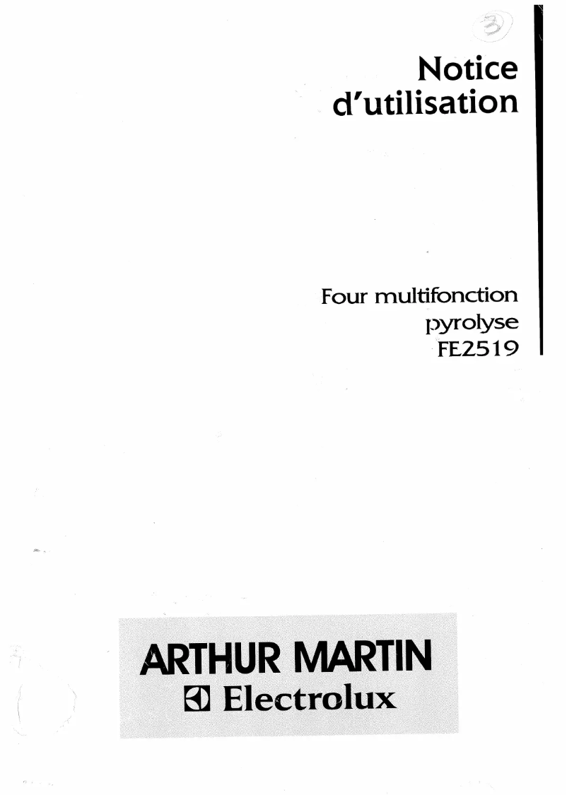 Page 1 de la notice Manuel utilisateur Arthur Martin-Electrolux FE 2519 N1