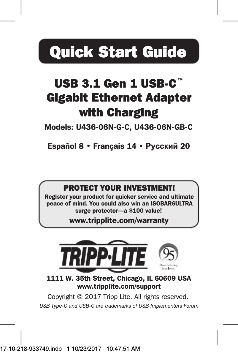 Page 1 de la notice Manuel utilisateur Tripp Lite U436-06N-GB-C