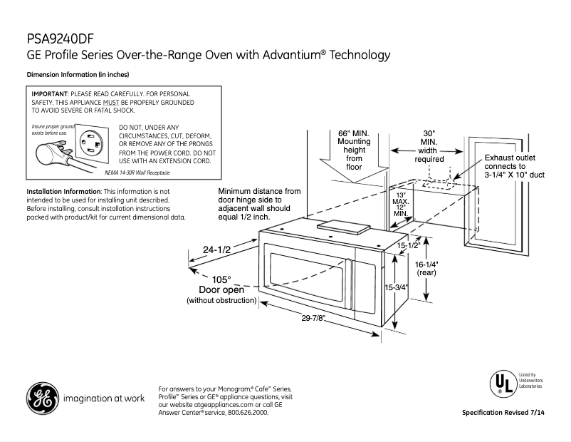 Image de la première page du manuel de l'appareil Profile PSA9240DFWW