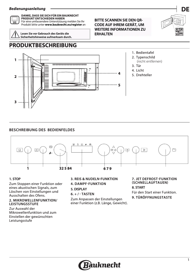 First page image of the manual for BMN1O2BK