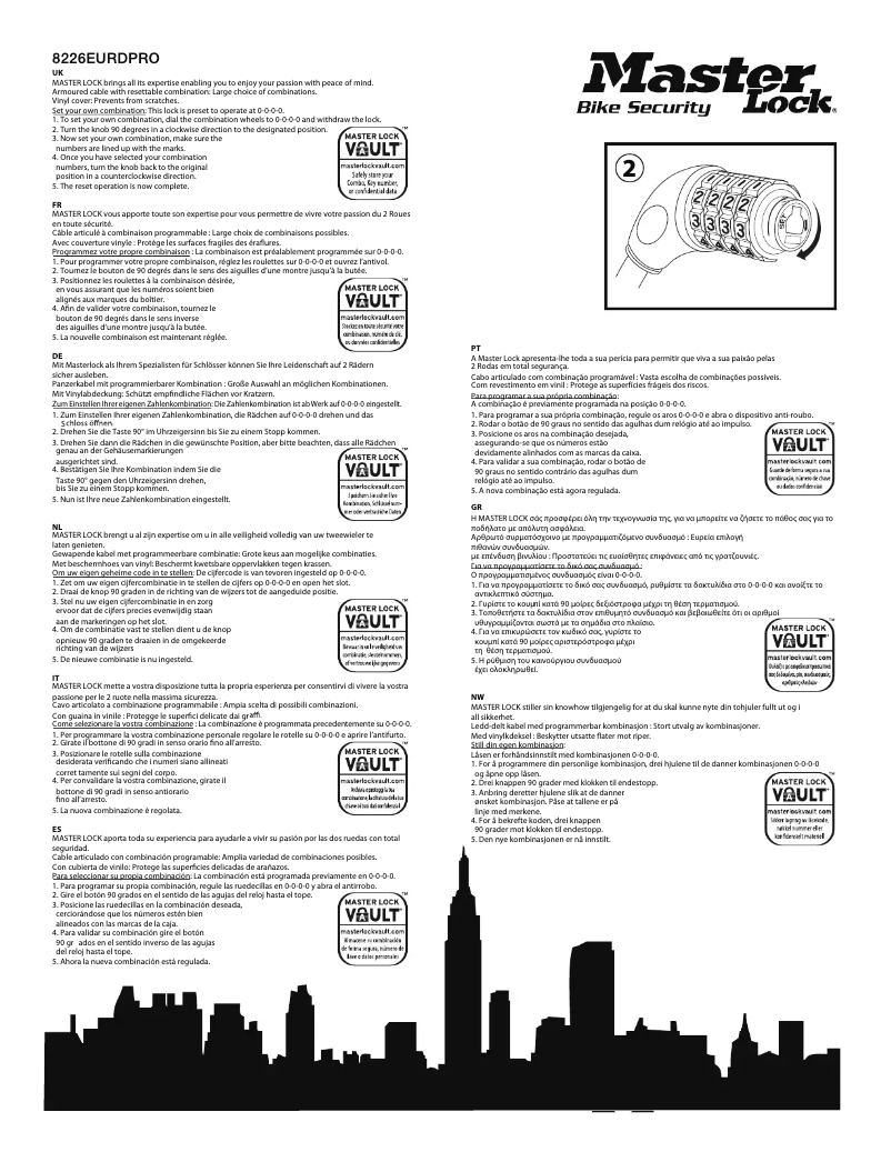 Page n°1 - Manuel utilisateur Master Lock 8226