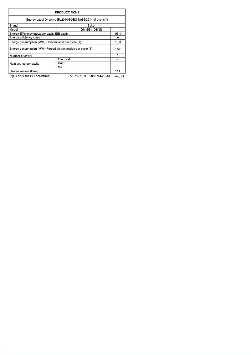 Image de la première page du manuel de l'appareil GM15311DBNS