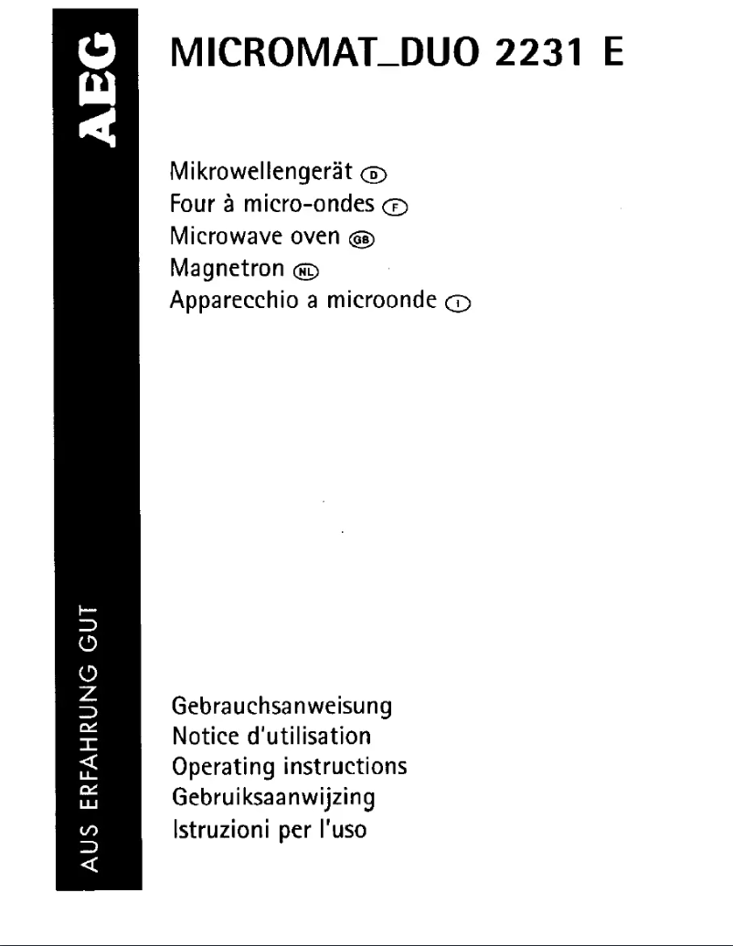 Page n°1 - Manuel utilisateur AEG-Electrolux Micromat Duo 2231E