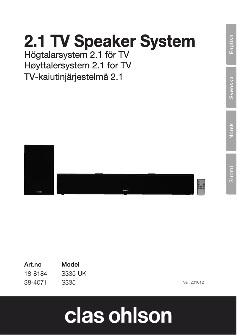 Page n°1 - Manuel utilisateur Microlab S335