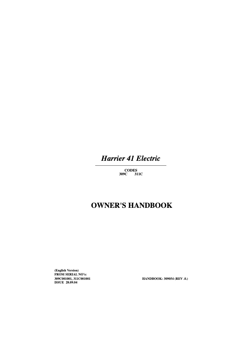 Page 1 de la notice Manuel utilisateur Hayter Harrier 41